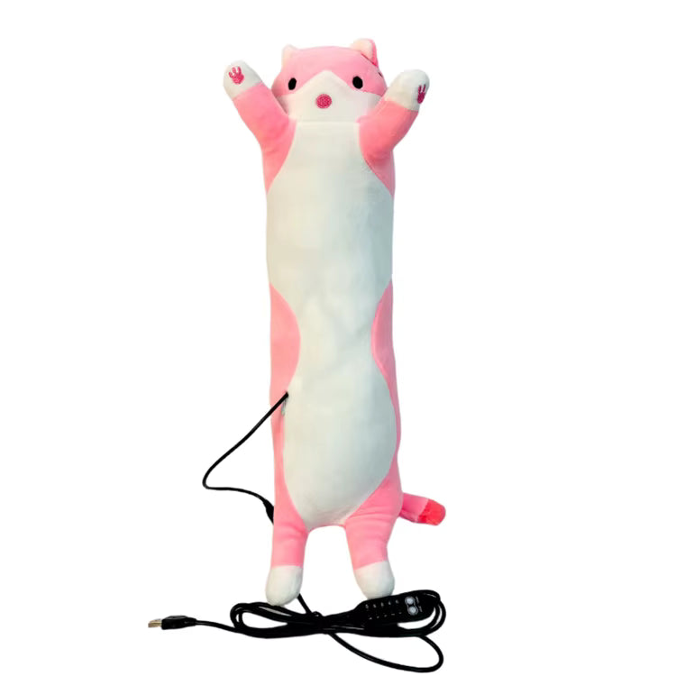 Plush heated cat pillow