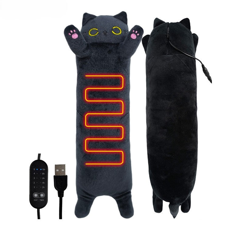 Plush heated cat pillow