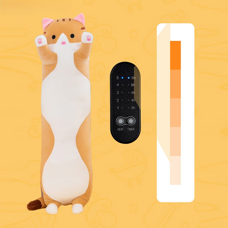 Plush heated cat pillow